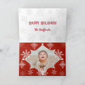 レッドスノーオンホワイトキャンバスデザインクリスマスカード サンキューカード (内部)