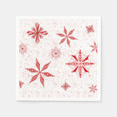 レッドスノーオンホワイトキャンバスデザインクリスマスカード スタンダードカクテルナプキン (正面)