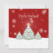 レッドスノークリスマスツリー招待状 招待状 (正面)