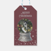 レッドスノーグローブのスノーフレーク写真 ギフトタグ (正面)