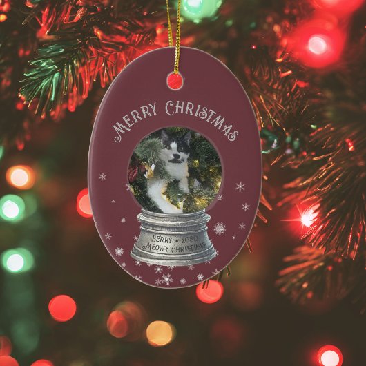 レッドスノーグローブのスノーフレーク写真 セラミックオーナメント