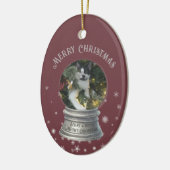 レッドスノーグローブのスノーフレーク写真 セラミックオーナメント (左)