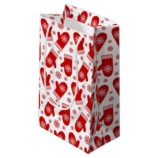 レッドスノーフレークのミッテンスクリスマス スモールペーパーバッグ (正面アングル)