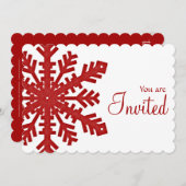 レッドスノーフレークウィンターディナーパーティの招待状1 招待状 (正面/裏面)
