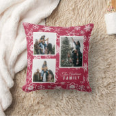 レッドスノーフレークカスタムパターンの休日の写真 クッション (ブランケット)