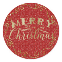 レッドスノーフレーククリスマスステッカー