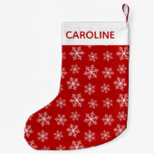 レッドスノーフレーククリスマスストッキング スモールクリスマスストッキング (裏面)