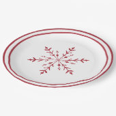 レッドスノーフレーククリスマスパーティープレート ペーパープレート (アングル)