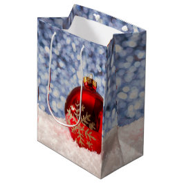 レッドスノーフレーククリスマスボーブル ミディアムペーパーバッグ