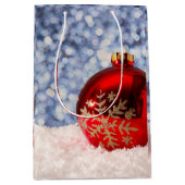 レッドスノーフレーククリスマスボーブル ミディアムペーパーバッグ (正面)