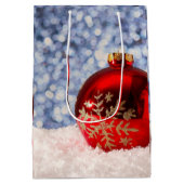 レッドスノーフレーククリスマスボーブル ミディアムペーパーバッグ (裏面)