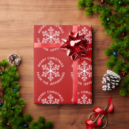 レッドスノーフレーククリスマスラッピング紙 ラッピングペーパー