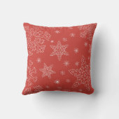 レッドスノーフレーククリスマスBGスノーフレークボーダー クッション (裏面)