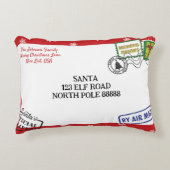 レッドスノーフレークサンタレタークリスマスをパーソナライズ アクセントクッション (正面)