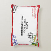 レッドスノーフレークサンタレタークリスマスをパーソナライズ アクセントクッション (裏面(縦))