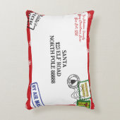 レッドスノーフレークサンタレタークリスマスをパーソナライズ アクセントクッション (正面(垂直))