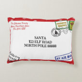 レッドスノーフレークサンタレタークリスマスをパーソナライズ アクセントクッション (裏面)