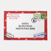 レッドスノーフレークサンタレタークリスマスをパーソナライズ ドアマット (正面)