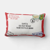 レッドスノーフレークサンタレタークリスマスをパーソナライズ ランバークッション (裏面)