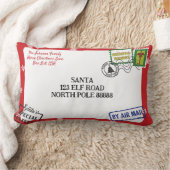 レッドスノーフレークサンタレタークリスマスをパーソナライズ ランバークッション (ブランケット)