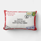 レッドスノーフレークサンタレタークリスマスをパーソナライズ ランバークッション (正面)