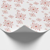 レッドスノーフレークスオンホワイトラッピング紙 ラッピングペーパー (角)