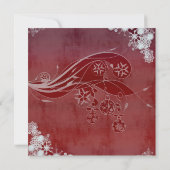 レッドスノーフレークスクリスマスパーティの招待状 招待状 (裏面)