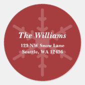 レッドスノーフレークステッチクリスマス住所 シール (正面)