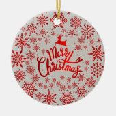 レッドスノーフレークストナディアメリークリスマスオーナメント セラミックオーナメント (正面)