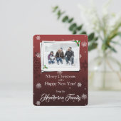 レッドスノーフレークスフラットホリデーフォトカード シーズンカード (スタンド正面)