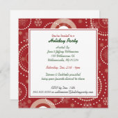 レッドスノーフレークスワールズホリデーパーティ招待状 招待状 (正面/裏面)