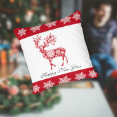 レッドスノーフレークパターンディアー装飾用クッション クッション