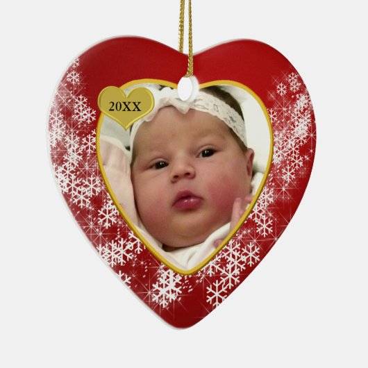レッドスノーフレークベビー第1回クリスマスフォトキープサケ セラミックオーナメント (右)
