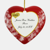 レッドスノーフレークベビー第1回クリスマスフォトキープサケ セラミックオーナメント (裏面)