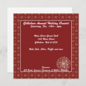 レッドスノーフレークホリデーパーティー招待状 招待状 (正面/裏面)