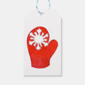 レッドスノーフレークミッテンスギフトラベル ギフトタグ (正面)