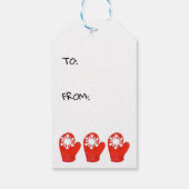 レッドスノーフレークミッテンスギフトラベル ギフトタグ (裏面)