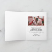 レッドスノーフレークラベルメリークリスマスフォト シーズンカード (内部)