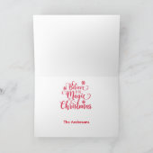 レッドスノーフレーク信じ写真クリスマスカード シーズンカード (内部)