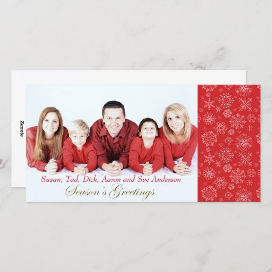 レッドスノーフレーク写真クリスマスカード シーズンカード (正面/裏面)