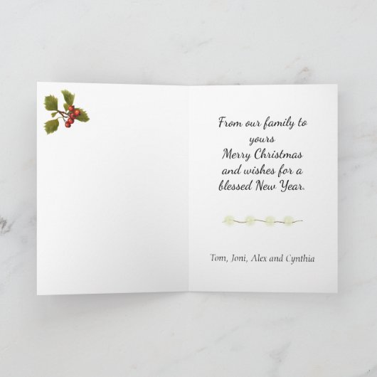 レッドスノーフレーク写真クリスマスカード シーズンカード (内部)