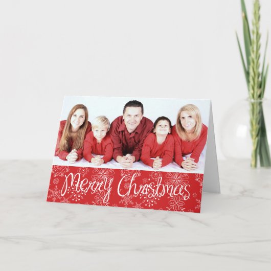 レッドスノーフレーク写真クリスマスカード シーズンカード (正面)