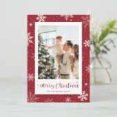 レッドスノーフレーク写真メリークリスマスカード シーズンカード (スタンド正面)
