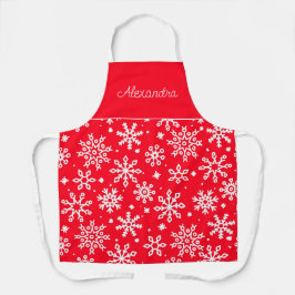 レッドスノーフレーク大人パーソナライズされた料理 エプロン