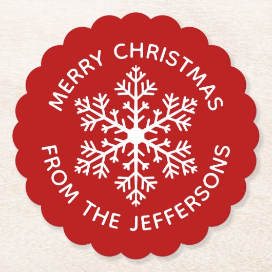 レッドスノーフレーク紙コースター ペーパーコースター (正面)