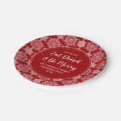 レッドスノーフレーク食べドリンクメリークリスマスパーティー ペーパープレート (アングル)