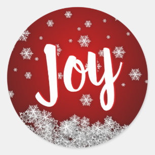 レッドスノーフレークJOYホリデークリスマスクリスマス ラウンドシール