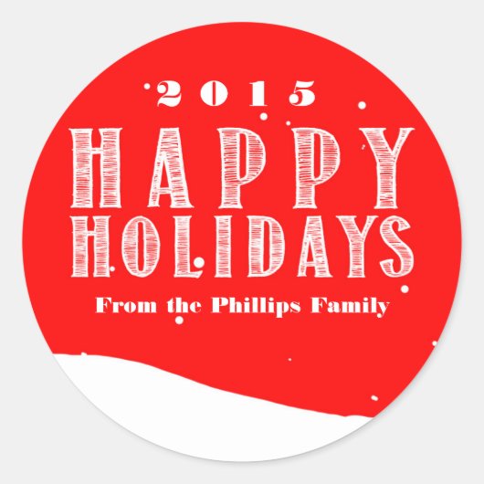 レッドスノーボールクリスマスカードホリデーシール ラウンドシール (正面)