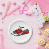 レッドスノーモバイル ペーパープレート (パーティー)