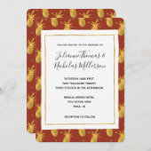 レッドスパイス金ゴールドパイナップル結婚ズ 招待状 (正面/裏面)